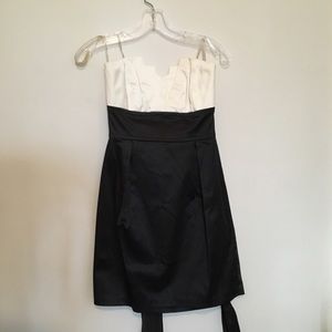 Strapless Cream & Black Formal Sheath Dress